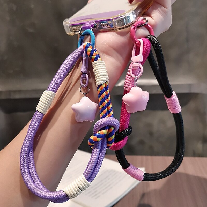 Phone Case For Lanyards Universal with Lanyard with Wrist Strap Color Gradient Geometric Pattern Polyester4