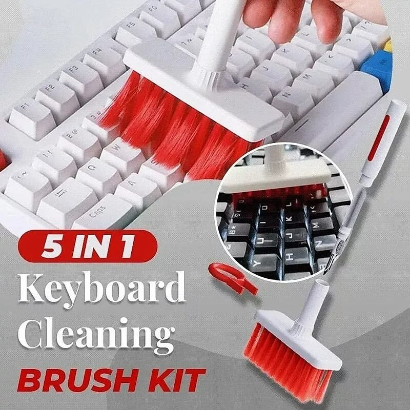 5-in-1 Multi-Function Keyboard Cleaning Brush Kit for Laptop Earbuds Camera Lens Multi-Purpose Soft Bristle Brush Digital Device Cleaning Tool Set - Main Image