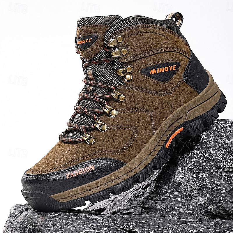 Men's Waterproof Hiking Boots with Durable Outsole, Anti-Slip High Ankle Shoes for Backpacking, Hunting & Winter Trails