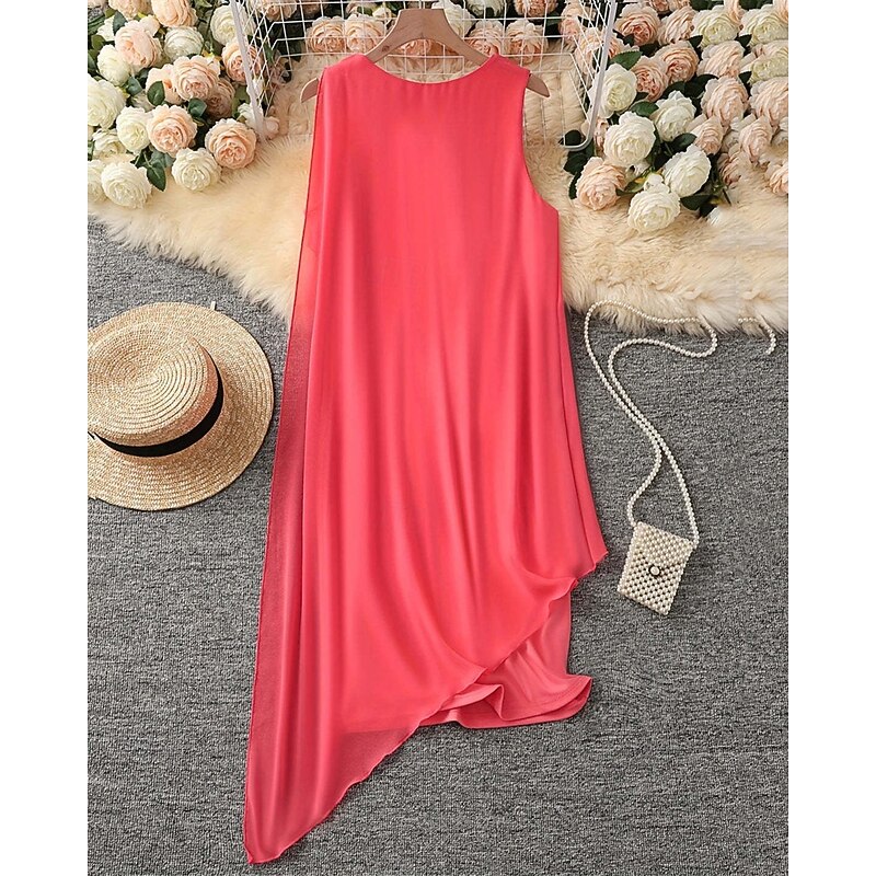 Women's Mini Dress Casual Dress Chiffon Dress Summer Dress Slip Dress Fashion Modern Daily Beach Weekend Regular Fit Plain Sleeveless Crew Neck Black Pink Purple Khaki Summer3