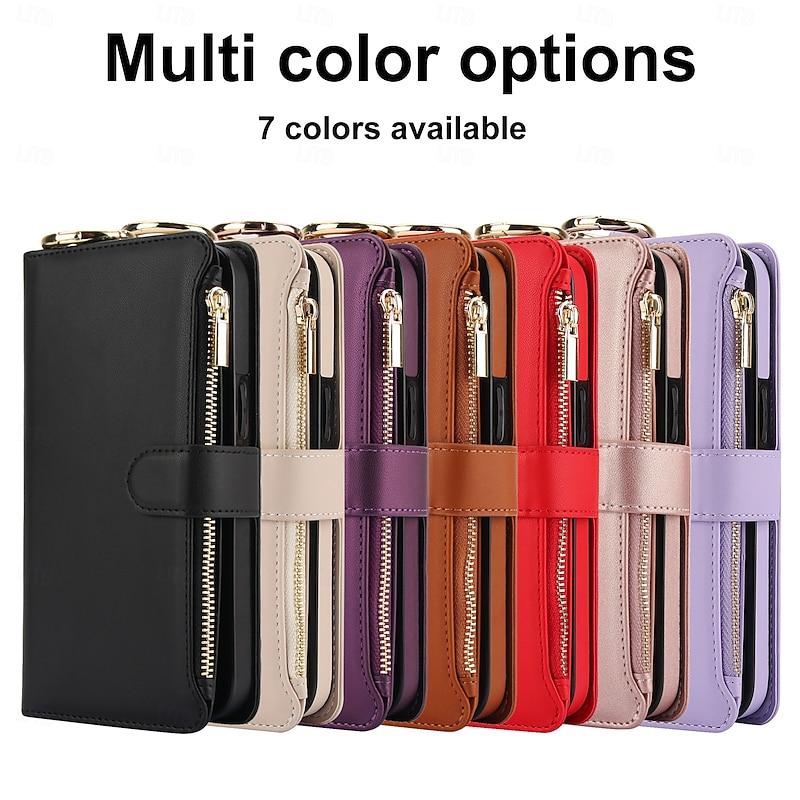 Phone Case For Samsung Galaxy S25 S25 Edge S24 S23 S22 Plus  Ultra S23 FE A16 A55 5G A15 A14 Wallet Case Zipper with Lanyard Card Slot Retro TPU PU Leather