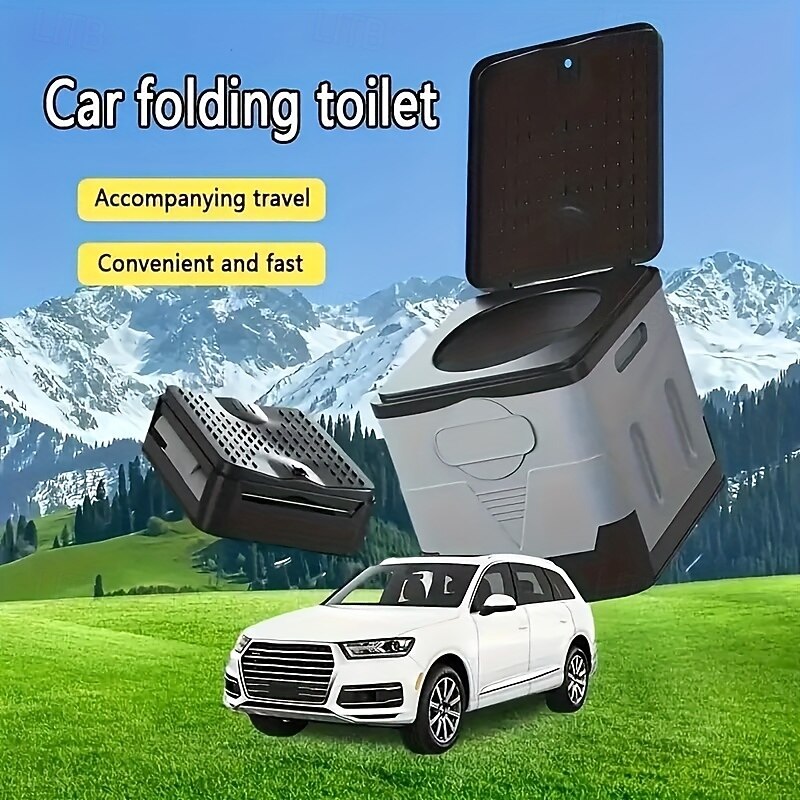 Portable Car Toilet with Integrated Waste Bin - Durable PP Material Ideal for RVs Outdoor Camping & Emergency Situations - Sleek Design with Ventilation Slits RV Toilets4