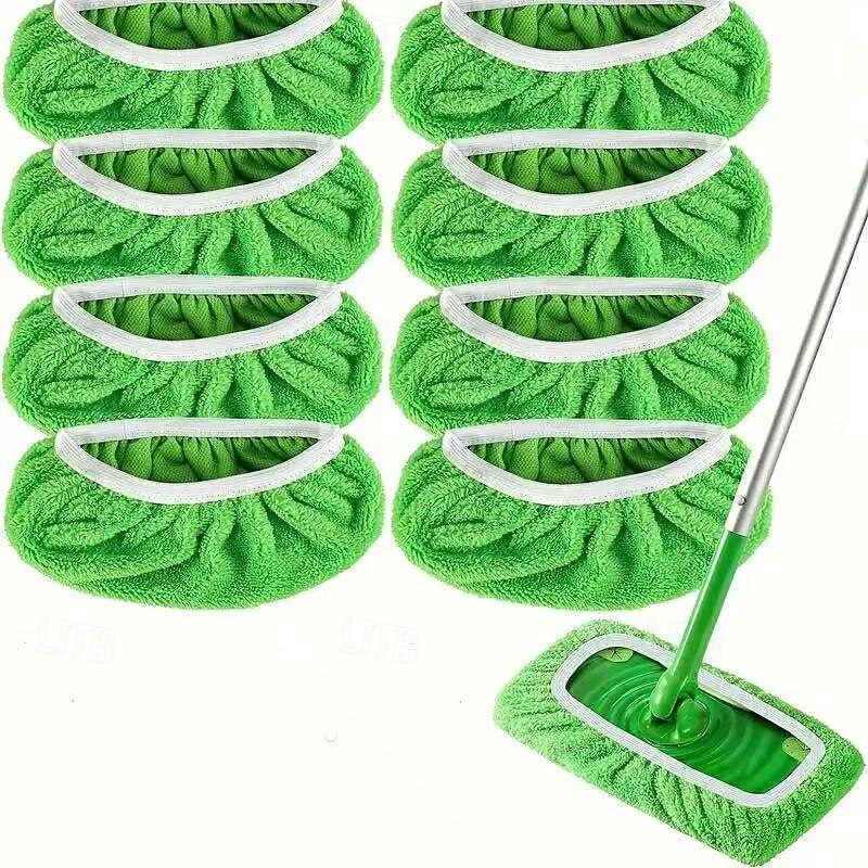 8pcs Washable Mop Replacement Pads for Flat Mops(Mop Not Included), Durable Reusable Mop Heads for Dry and Wet Use, Easy to Clean, Cleaning Supplies, Back to School Essentials