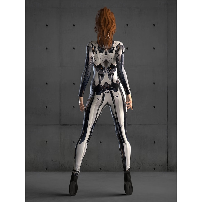 Skull Skeleton Cyborg Robot Bodysuit Halloween Group Couples Costumes Full Body Catsuit Scary Costume Men's Women's Boys' Kid's Adults' Performance Party Club Halloween Carnival Day of the Dead Easy2