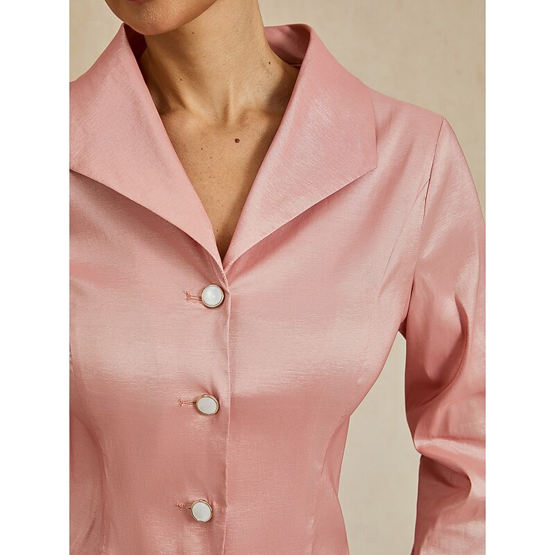 Women's Solid Color Stylish Turndown With Belt Dusty Rose Summer Spring Fall2