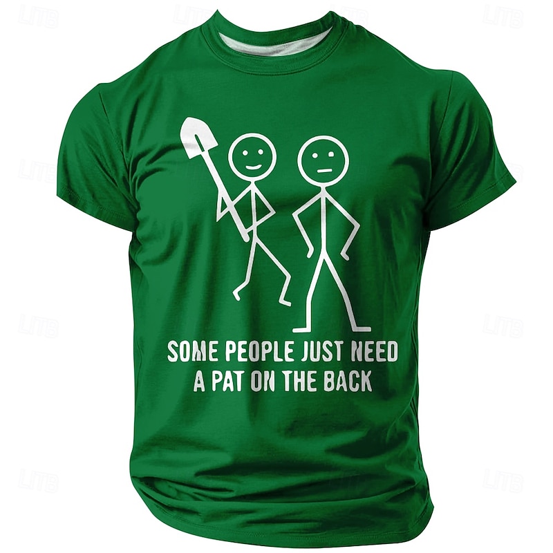 Men's Funny Graphic T-Shirt - 'Some People Just Need A Pat On The Back' Shovel Pun Design Short Sleeve Black.3