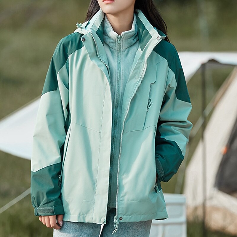 Women's Softshell Jacket Hiking Jacket Thermal Jacket Outdoor Waterproof Windproof Hiking Outfits Hiking Clothes Winter Autumn / Fall Top Camping / Hiking / Caving Running Patchwork Yellow Pink Purple