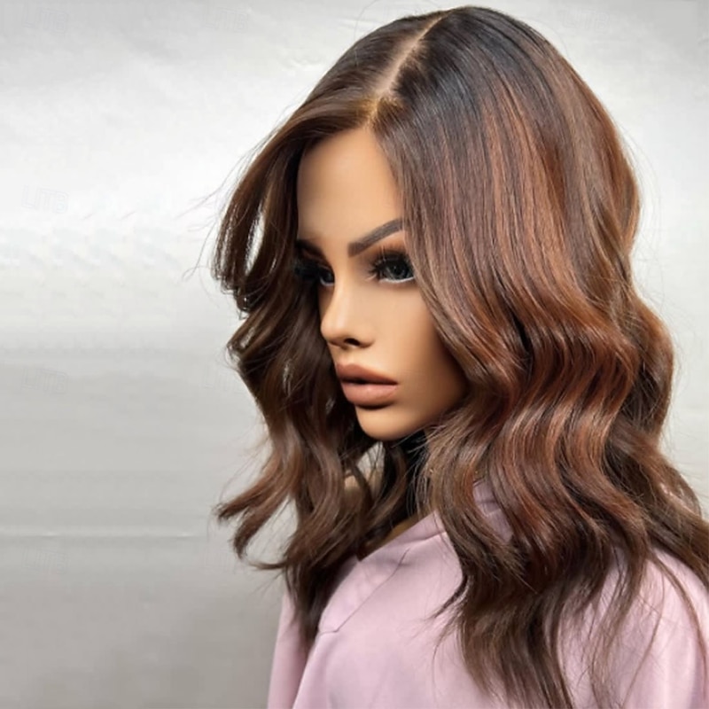 Remy Human Hair 5x5 Closure 13x4 Lace Front Wig Short Bob Brazilian Hair Wavy Multi-color Wig 150% 180% Density with Baby Hair Ombre Hair Highlighted / Balayage Hair 100% Virgin Glueless For Women2