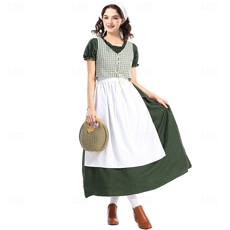 19th Century 1800s Old West Prairie Dress Pioneer Fancy Dress Women's Halloween Carnival World Book Day School Event Dress Up Historical reenactment Adults Dress Apron4