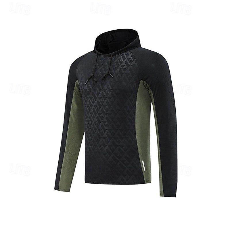 Men's Hiking top Sport Hoodie Long Sleeve Hooded Top Outdoor Quick Dry Sweat wicking anti-odor Breathable Polyester Patchwork Dark Grey Black Red Hunting Tennis Athletic3