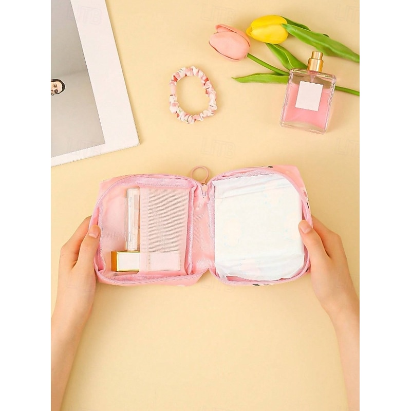 Portable Oxford Cloth Menstrual Pad Storage Bag with Zipper, Multifunctional Travel Organizer for Sanitary Pads, Makeup, Wallet, Ideal for Women, Teens, Office, School4