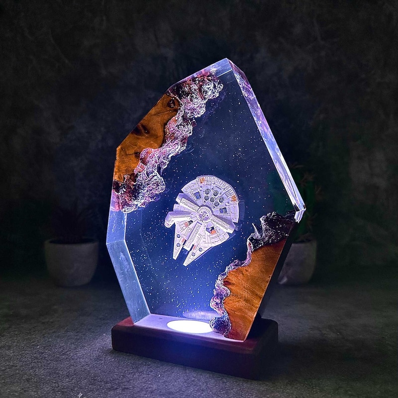 Galaxy Night Light, Space Ship Lamp, Epoxy, Resin Lamp, Personalization Gift3