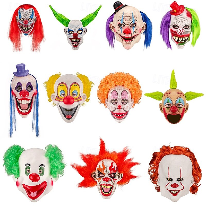 Halloween Evil Clown Mask for Adults, Realistic Scary Costumes Latex Face Mask, Creepy Smiling Joker Mask for Cosplay, Performance, Bar Party, and Masquerade Decor