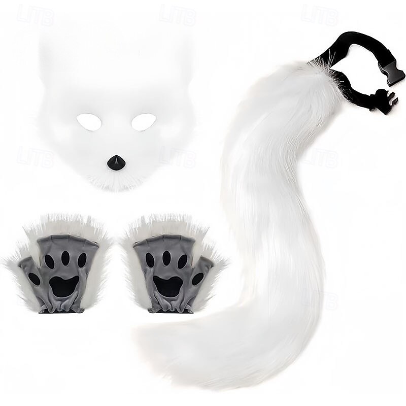 Fox Tail Set with Adjustable Belt and Seductive Eye Mask – Cosplay Costume Set, Fetish Wear, Sexy Role Play Outfit for Halloween, Party, and Performance2