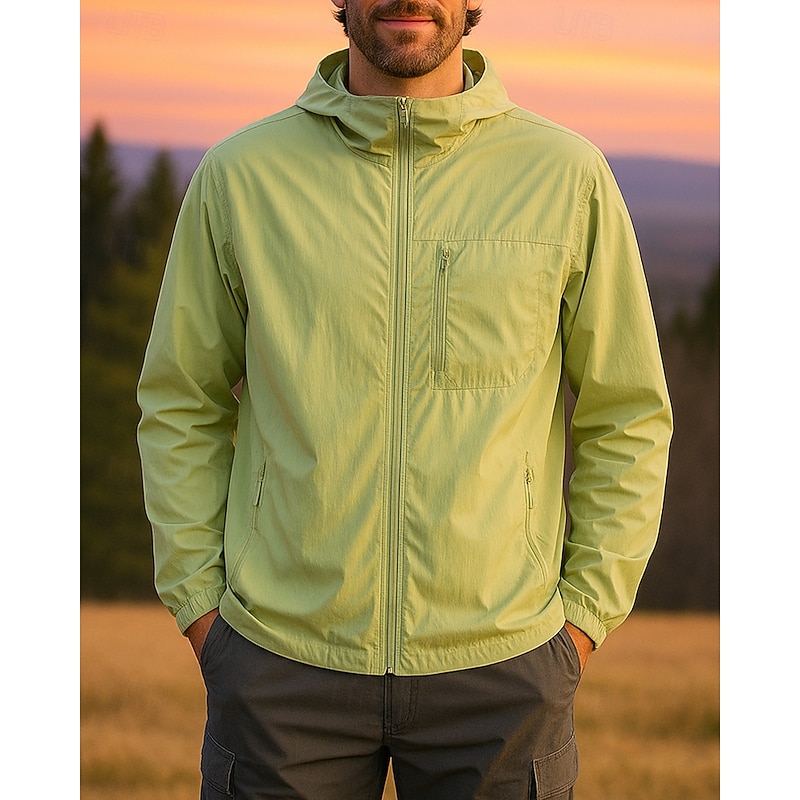 Men's Windbreaker Hiking Jacket Outdoor Sun Protection Lightweight Breathable Hiking Outfits Hiking Clothes Summer Spring Jacket Camping / Hiking / Caving Running Solid Color Black Light Grey Purple4