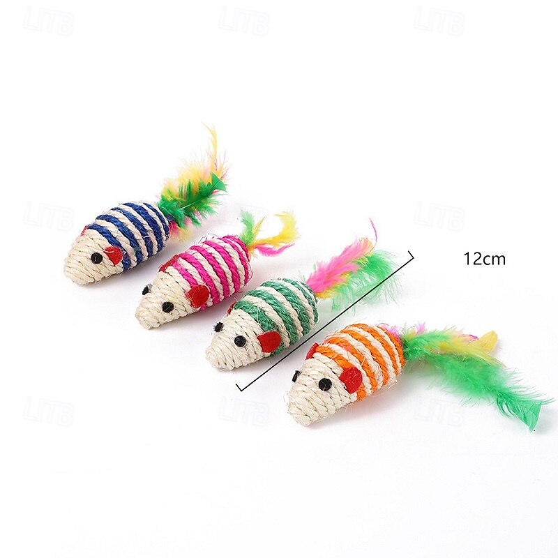 Ball Plush Toy Feather Toy Interactive Toy Mice & Animal Toy with Durable Pet Exercise Releasing Pressure Pet Training Teething Toy for Cat Indoor Outdoor Pet Play2