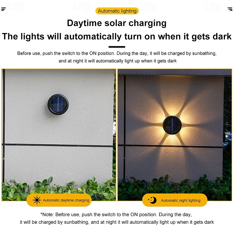 2/4 Pcs Solar Outdoor Wall Light 6LED Waterproof Garden Light Household Lighting Solar Night Light Wall Balcony Garden Landscape Atmosphere Light and Shadow Wall Light4