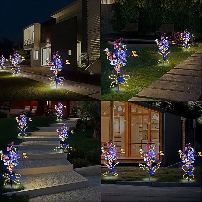 2pcs 1PC Solar Colored Butterfly Warm Light Courtyard Light Outdoor Decoration Solar Outdoor Light Waterproof Lawn Light Landscape Light3