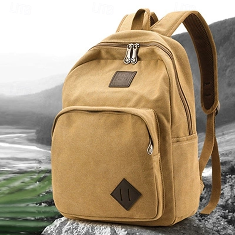 Men's Vintage Canvas Backpack – Durable Outdoor School and Travel Bag with Large Front Pocket and Classic Design