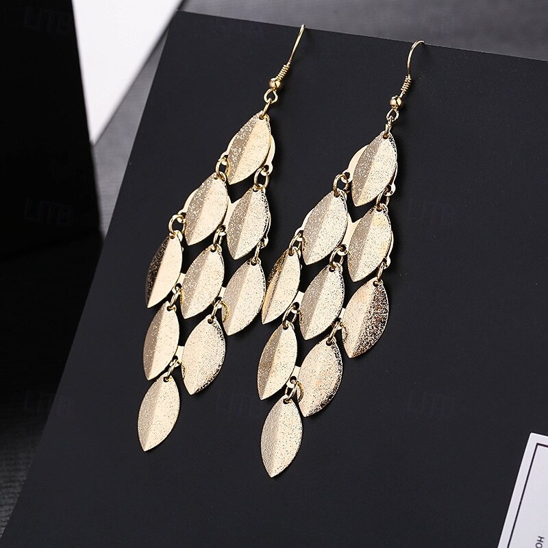 Drop Earrings Classic Leaf Earrings Jewelry Silver / Black / Gold For Wedding Anniversary Party Valentine's Day Gift2
