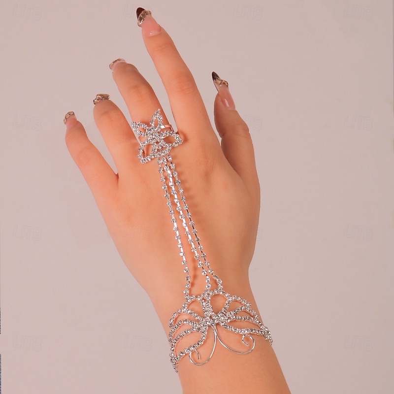 Women's Ring Bracelet / Slave bracelet Classic Butterfly Precious Blessed Fashion Personalized Luxury Rhinestone Bracelet Jewelry Silver For Wedding Street Gift Engagement
