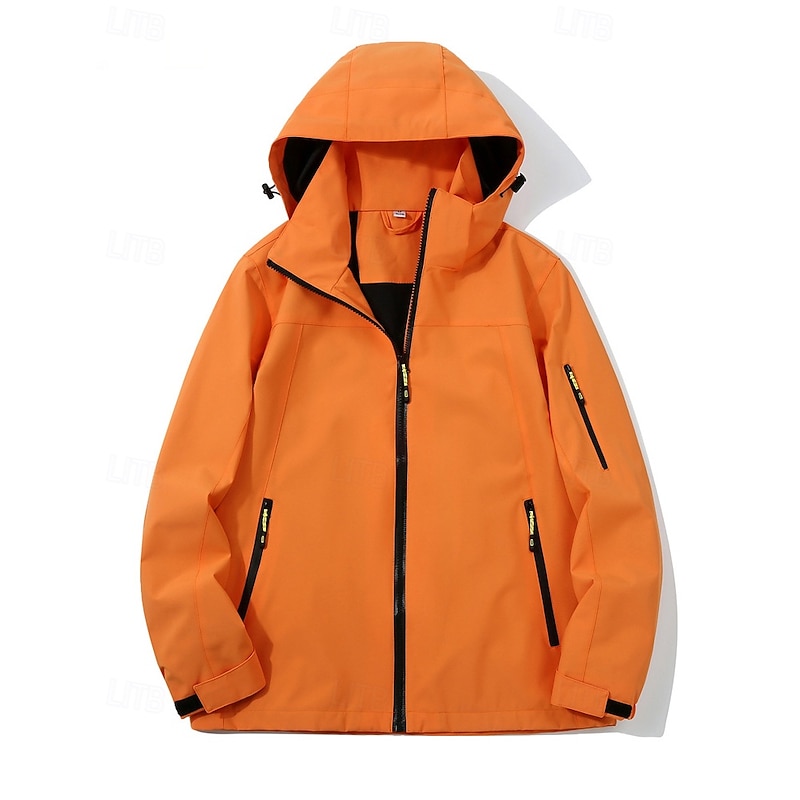 Women's Hoodie Jacket Waterproof Warm Zipper Pocket Fashion Solid Color Outdoor Street Going out Zipper Regular Hooded Regular Fit Long Sleeve Outerwear Black White Pink Fall Winter