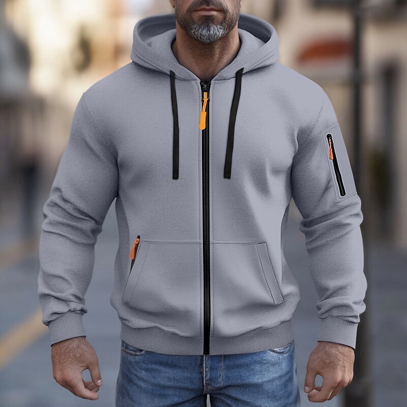 Men's Hoodie Full Zip Hoodie Fleece Hoodie Tactical Hoodie Black White Army Green Red Burgundy Hooded Plain Zipper Sports & Outdoor Casual Daily Streetwear Cool Sportswear Winter Clothing Apparel