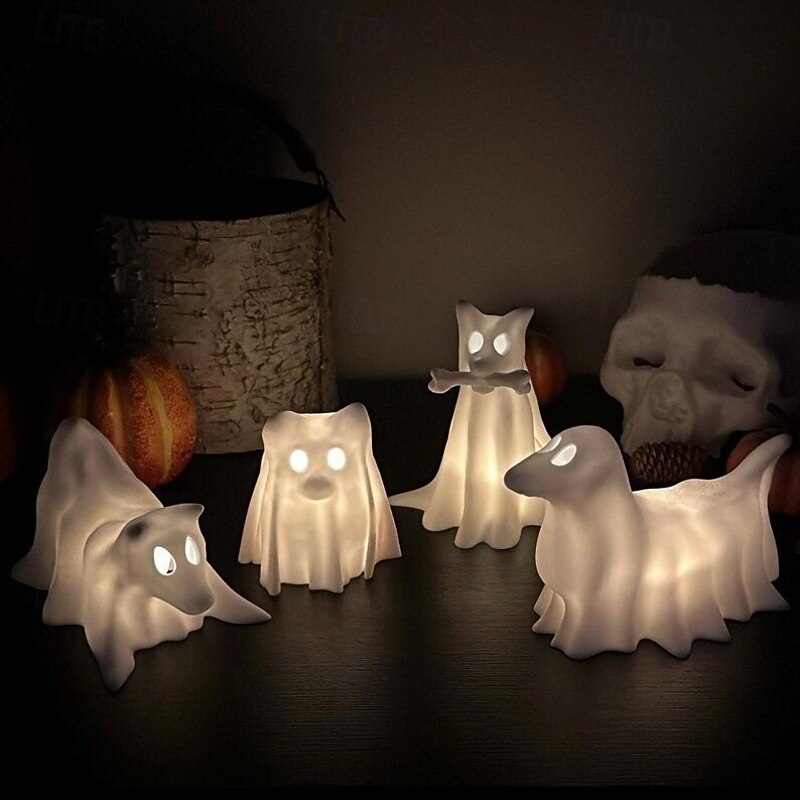 Cute Spooky White Resin Figurine Resin Ghostly Appearance Halloween Props for Indoor/Outdoor Garden Tabletop Decor2