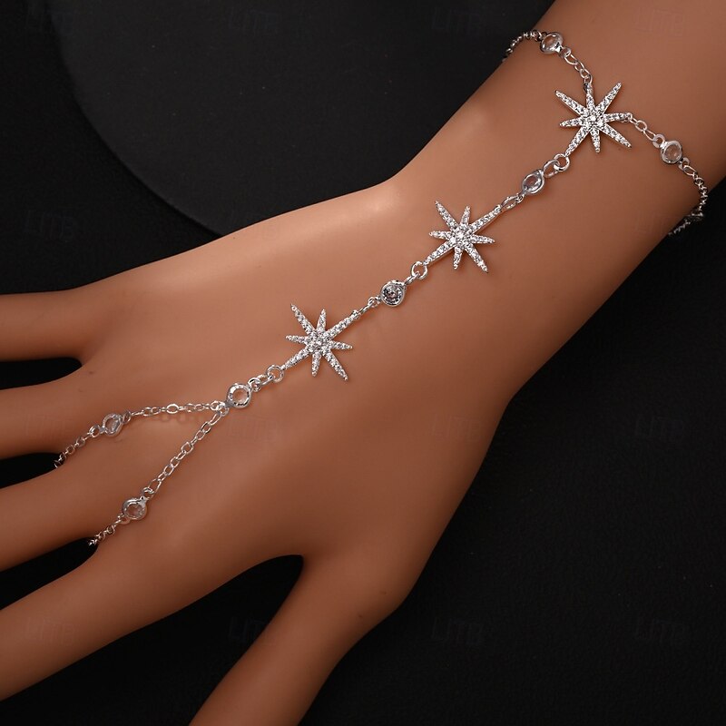 Women's Ring Bracelet / Slave bracelet Retro Star Precious Fashion Personalized Luxury Rhinestone Bracelet Jewelry Silver For Work Gift Daily Engagement