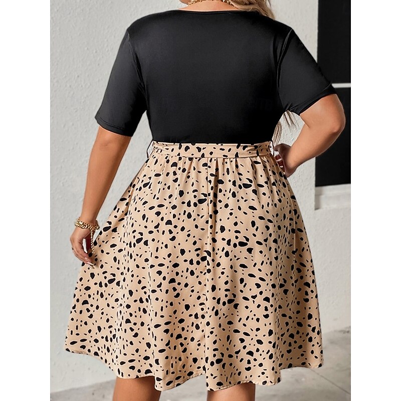 Women's Plus Size Casual Dress Leopard V Neck Short Sleeve Spring Fall Elegant Fashion Modern Casual Mini Dress Daily Holiday Dress2
