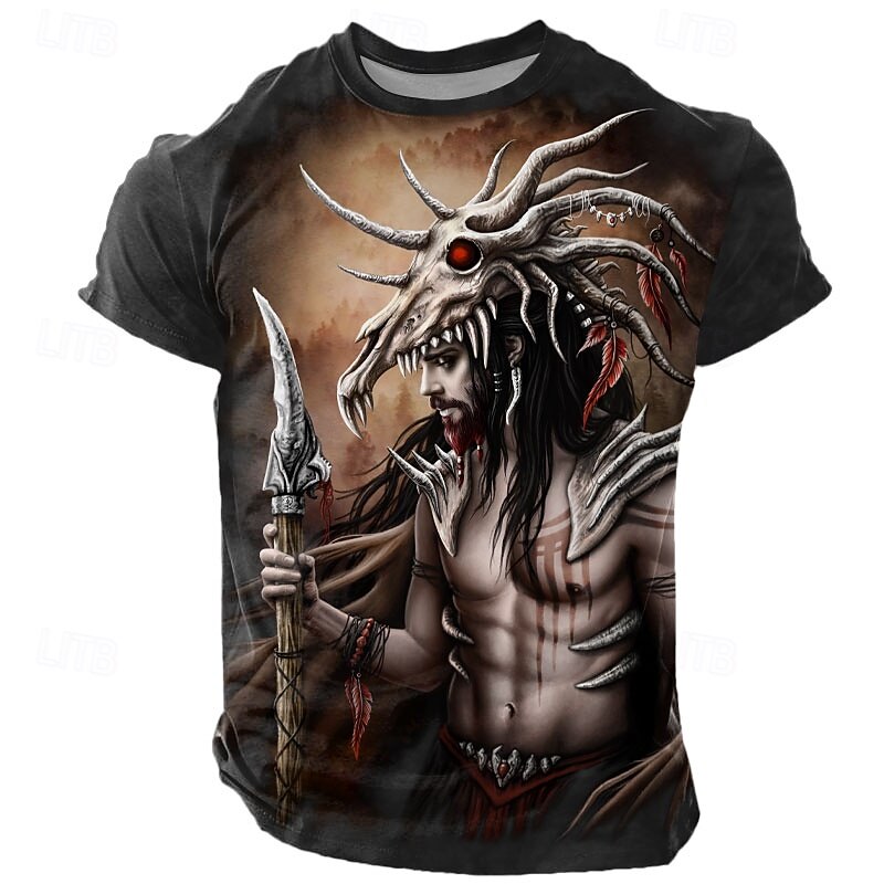 Halloween Men's Sarah Richter Skull T Shirt Short Sleeve T shirt 3D Print Crew Neck Shirt Exaggerated Designer Artistic Street Casual Daily Black Blue Brown Summer Spring All Seasons Clothing Apparel