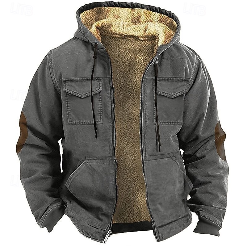 Men's Hoodie Full Zip Hoodie Fleece Hoodie Army Green Khaki Gray Hooded Plain Zipper Front Pocket Tactical Sports & Outdoor Casual Streetwear Cool Sportswear Winter Clothing Apparel Hoodies2
