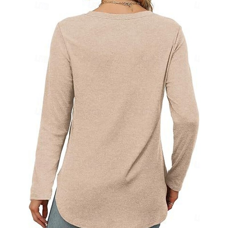Women's Blouse Solid Color Stylish Casual Long Sleeve Crew Neck Long Tops Daily White Fuchsia Green Apricot  Spring Prefall2