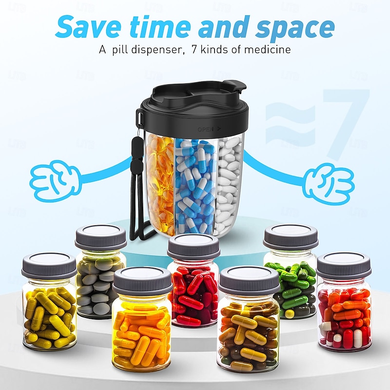 7 Grids Large Capacity Pill Container Storage Tablet Vitamins Medicine Fish Oils Portable Travel Holder Medication Dispenser Box2