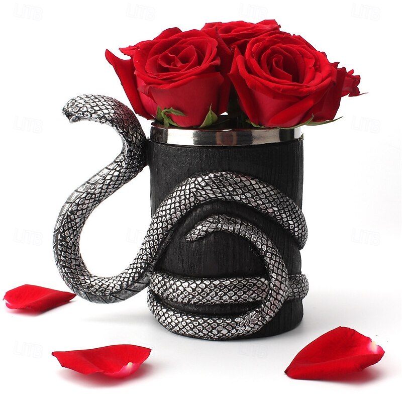 Halloween Mug 304 Stainless Steel Liner Resin Cobra Mug Unique Design Bold Personalized Travel Cup for Home Use Cool and Creative Drinking Accessory