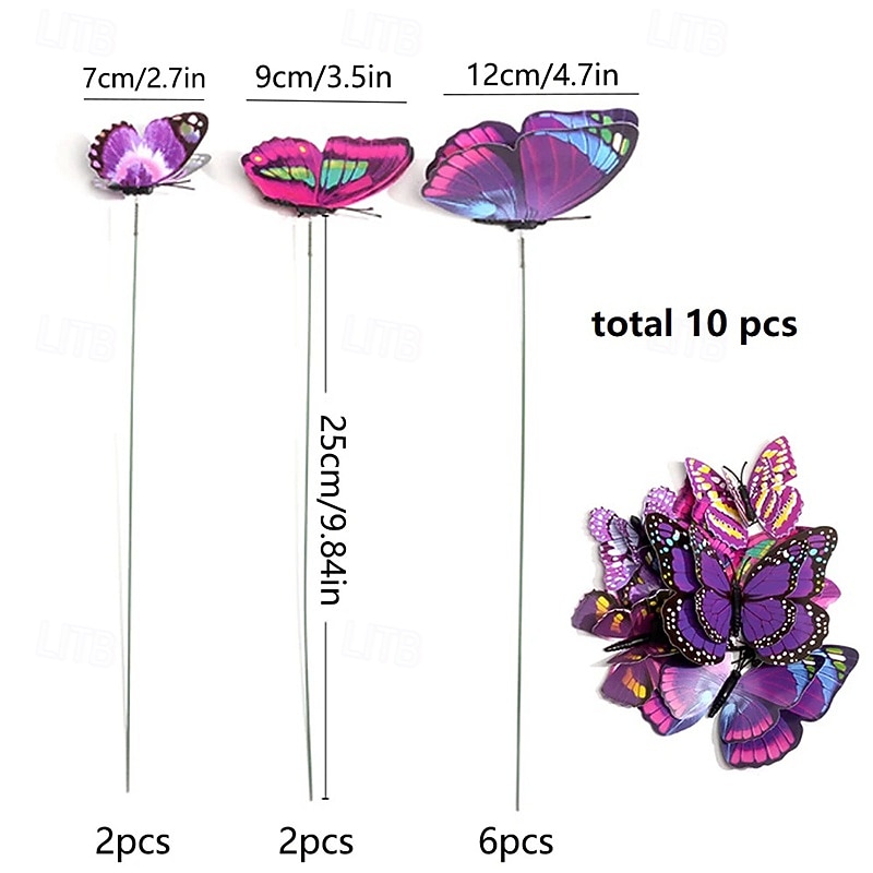10pcs Large Butterfly Garden Yard Planter Colorful Waterproof 3D Butterfly Stakes Decoracion Outdoor Decor Party Garden Decorati4