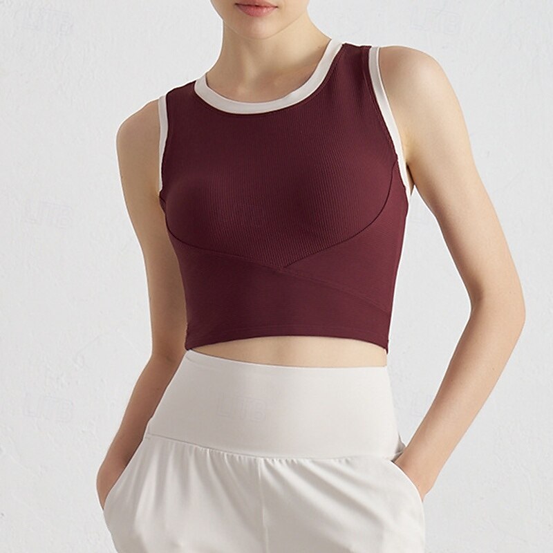 Women's Racerback Bra Yoga Crop Tank Top Sports Bra Underwear Medium Support Wireless Padded Solid / Plain Color Sport Activewear Light Pink Light Blue Pilates Running Yoga2