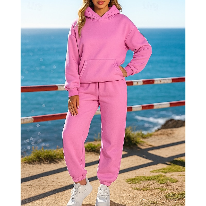 Women's Tracksuit Track Shorts Short Sweatpants Pocket Solid Colored Clothing Suit Fall Black White Gym Training Running Lightweight Long Sleeve Sport Activewear Micro-elastic Loose Fit