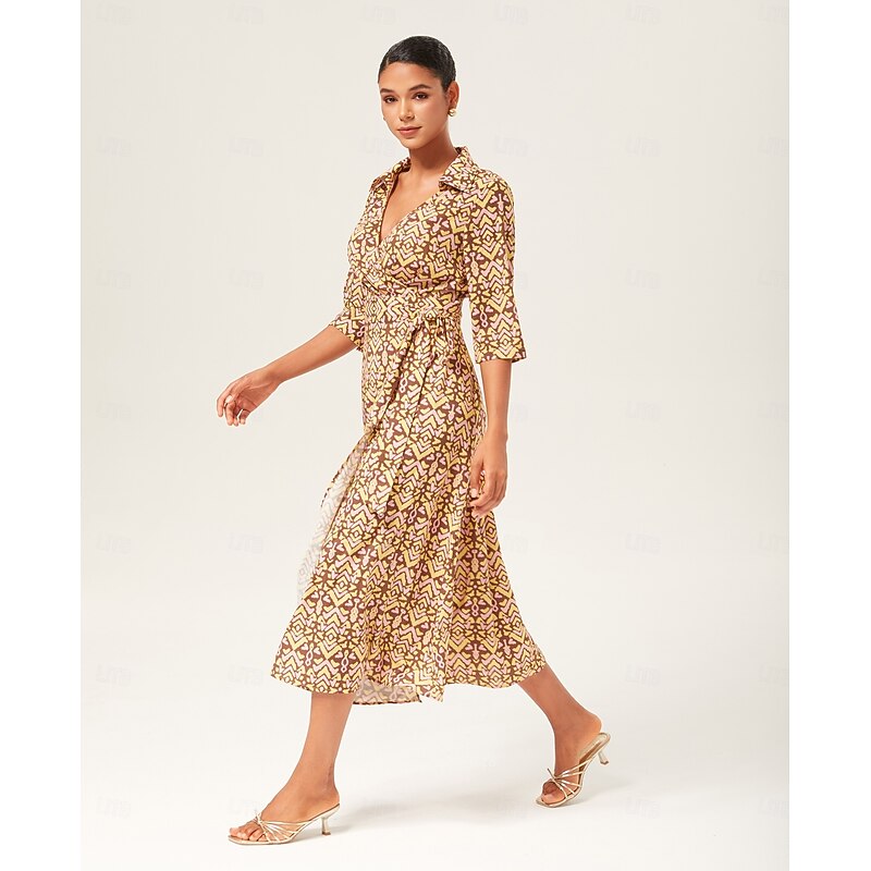 Vintage Print Stretch Wrap Maxi Dress4