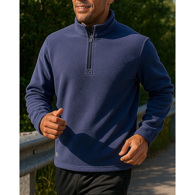 Men's Running Top Sports Sweatshirt Zipper Long Sleeve Top Athleisure Solid Colored Thermal Warm Breathable Gym Workout Hiking Running Sportswear Activewear Black Dark Gray Khaki3