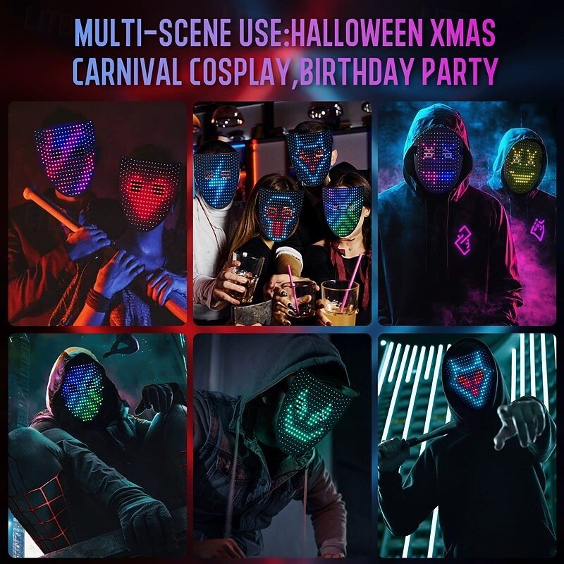 Led Mask with Gesture SensingHalloween Costumes for Kids Men Women Costume Cosplay Party CHristmas Gift4