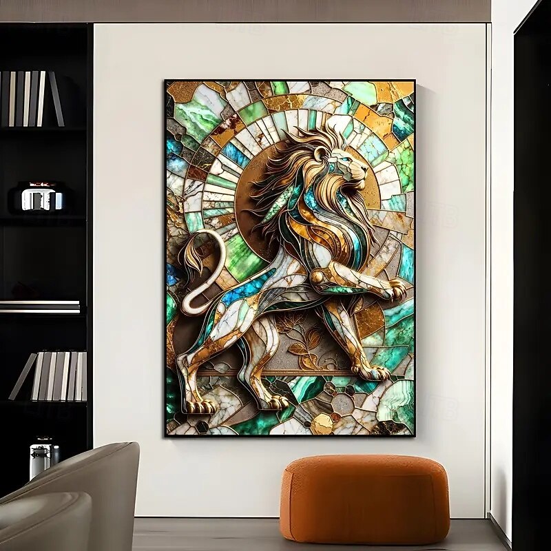 One Piece Frameless Lion Kintsugi Art Canvas Poster Modern Abstract Wall Decoration Other Materials Suitable For Bedroom And Living Room3