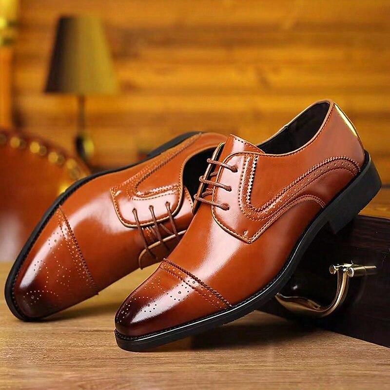 Men's Black and White Color-Blocked Dress Shoes with Perforated Detailing Stylish Formal Footwear for Business Meetings Weddings and Evening Dinners4