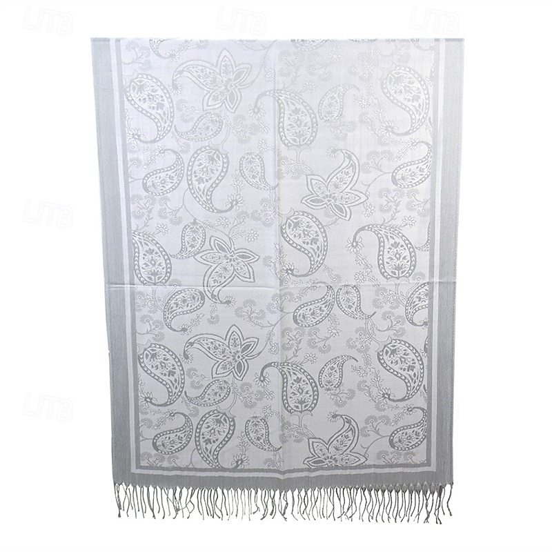 Women's Rectangle Scarf Women's Shawls & Wraps Street Daily Date Black White Khaki Scarf Print