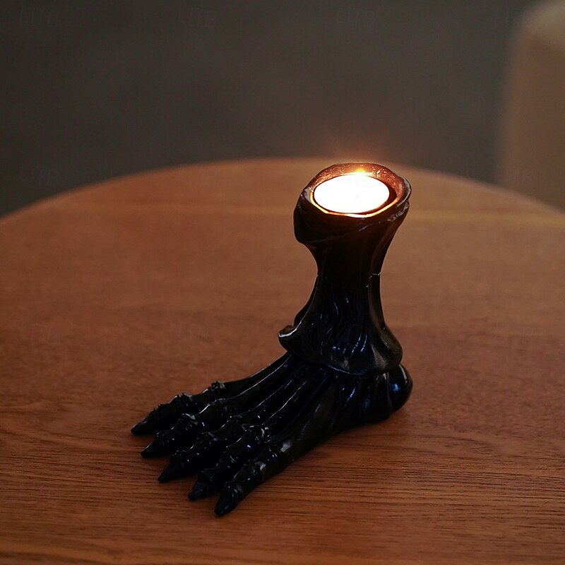 Halloween Statue Realistic Skeleton Foot Candle Holder Home Decor Gothic Resin Candle Base Unique Bar Restaurant Stylish Candle Stand Spooky Tabletop Ornament4