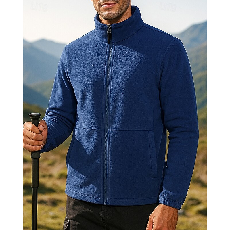 Men's Fleece Jacket Winter Outdoor Thermal Top Royal Blue
