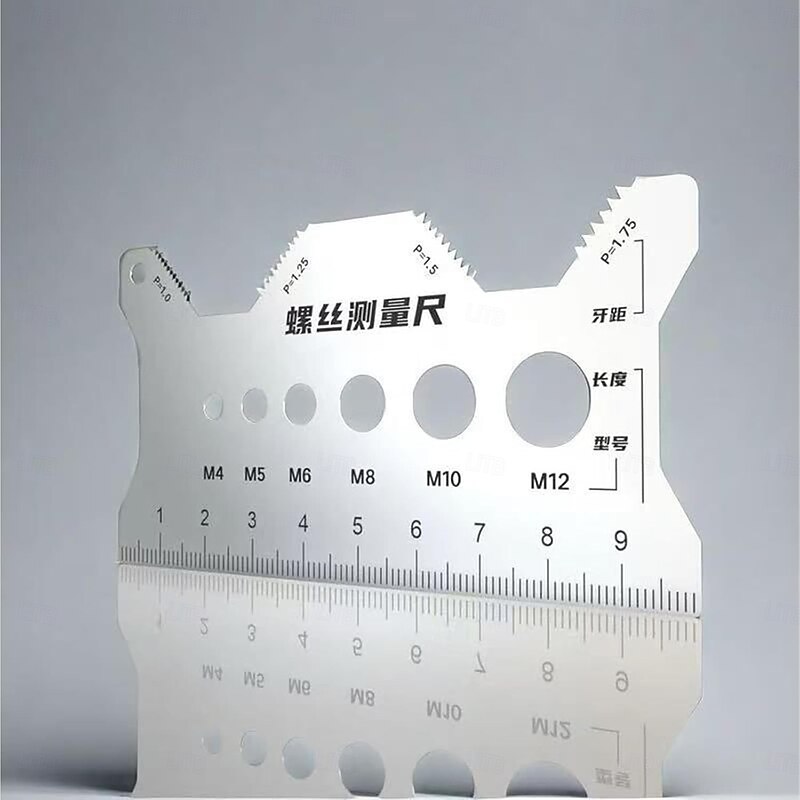 Stainless Steel Double-Sided Bolt Gauge Card, Portable Highly Precise Bolt Size-it Gauge, Bolt Size Finder, Quickly and Accurately Identify Bolt Thread and Screw Sizes