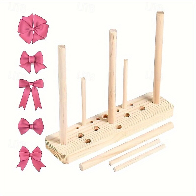 Bow Maker Tool for Ribbon Craft Supplies - Log Material Bow Making Tool Set of 9 - Plain Ruling Wooden Bow Maker for Ribbon Wreaths and Bows Creation2