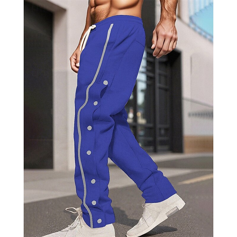Men's Sweatpants Tear Away Pants Trousers Straight Leg Sweatpants Pocket Elastic Waist Drawstring Plain Comfort Sports Outdoor Daily Fashion Casual Black White Micro-elastic2