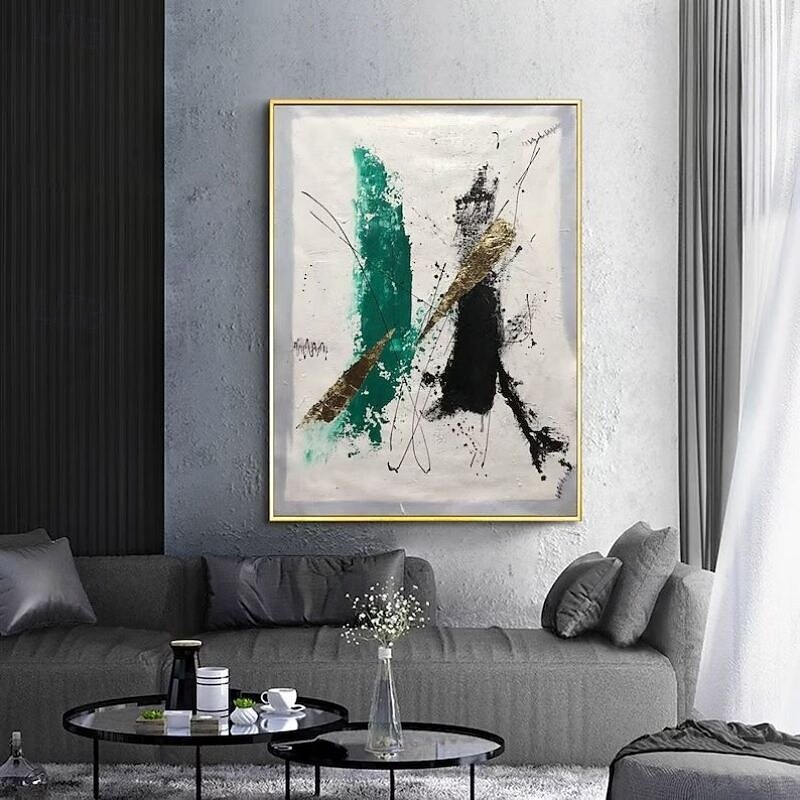 Handmade Oil Paintings Canvas Wall Art Decoration Modern Green Gold Abstract Painting for Home Decor Rolled Frameless Unstretched Painting3